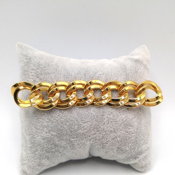 Vintage Monet Vintage Double Curb Chain Brooch, Gold Plated, 1980s - Picture 5 of 10